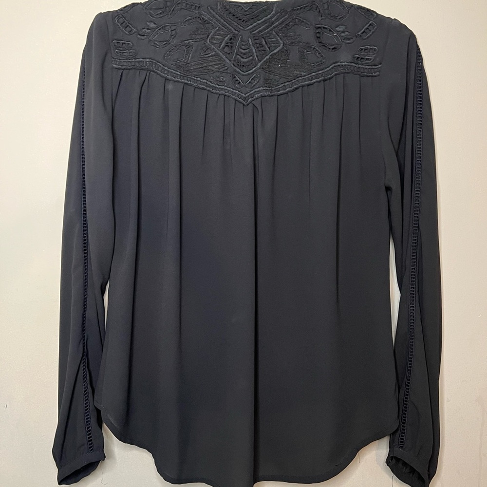 Black Greyson wrap front blouse